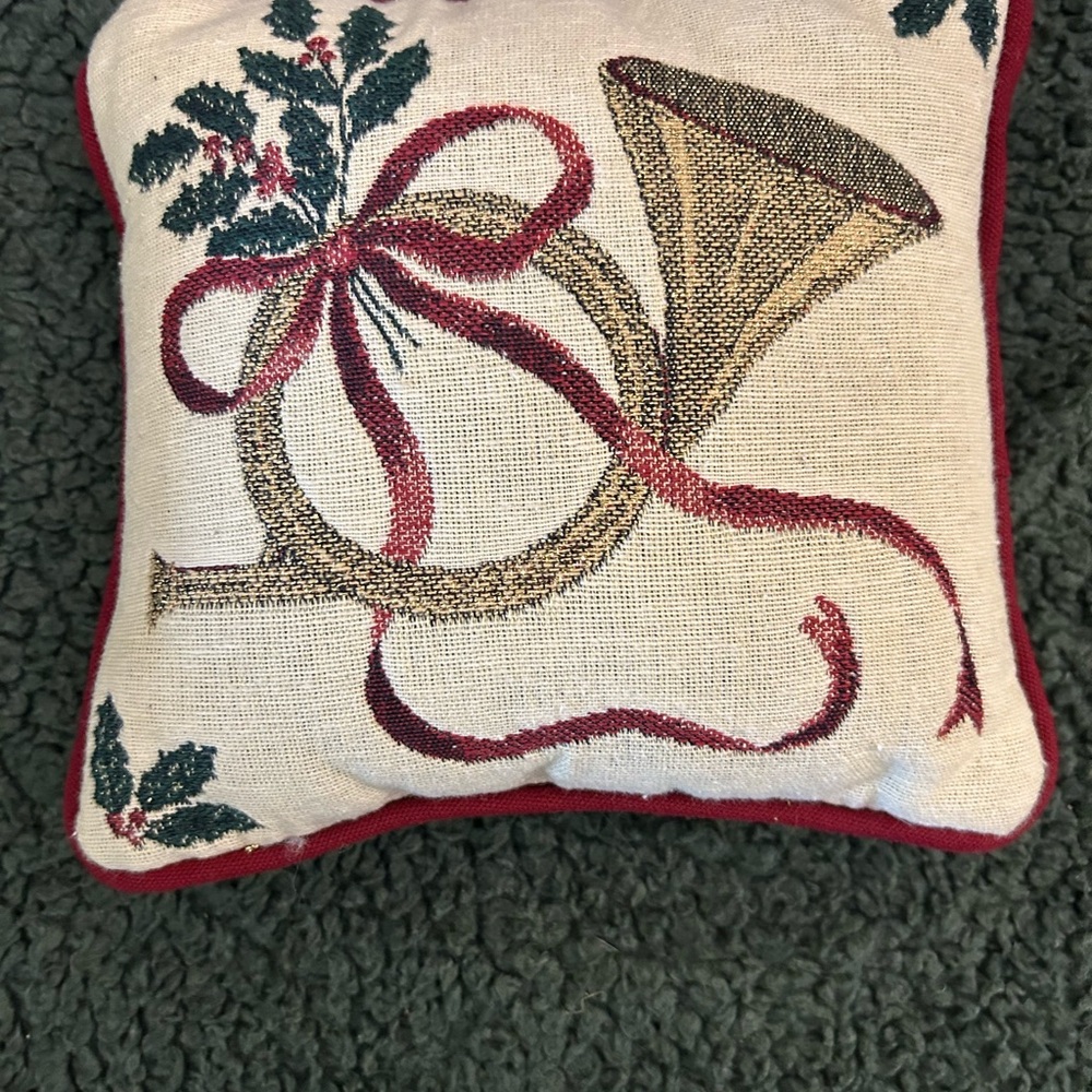 Festive Holiday Pillow with Horn Design